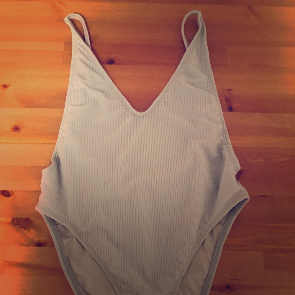 Light blue one piece bathing suit